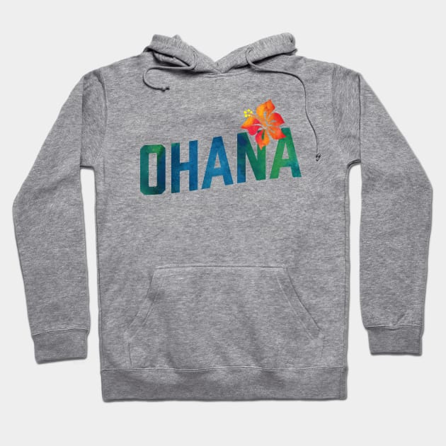 Ohana - Visit Hawaii Hibiscus Floral Watercolor Hoodie by TGKelly